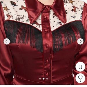 Unique Vintage Red and Black Notched Collar Midi Dress